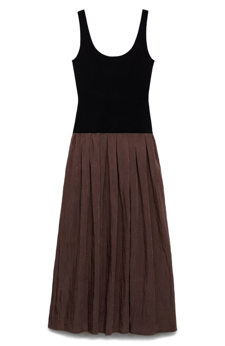 MANGO Pleated Tank Maxi Dress, Alternate, color, Chocolate