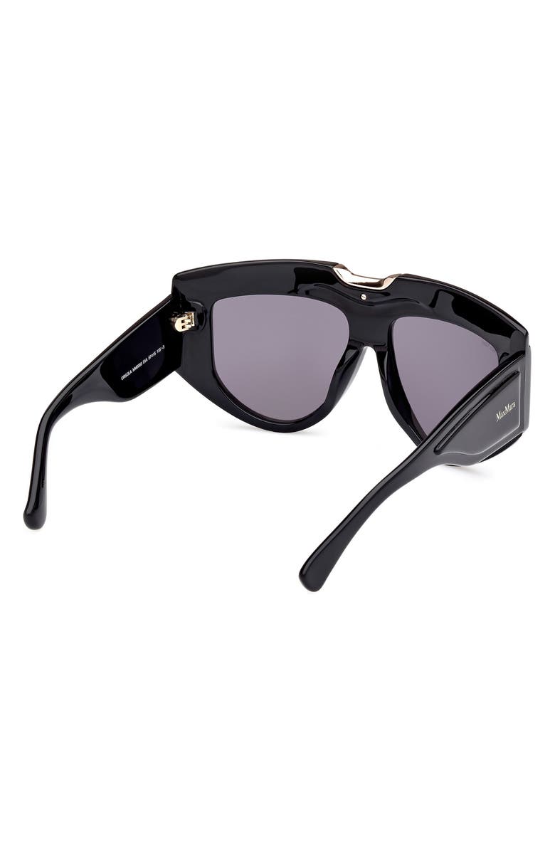 Max Mara 57mm Shield Sunglasses, Alternate, color, Shiny Black / Smoke