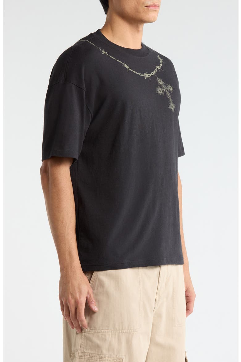 Barbed Cross Cotton Graphic T-Shirt, Alternate, color, BLACK