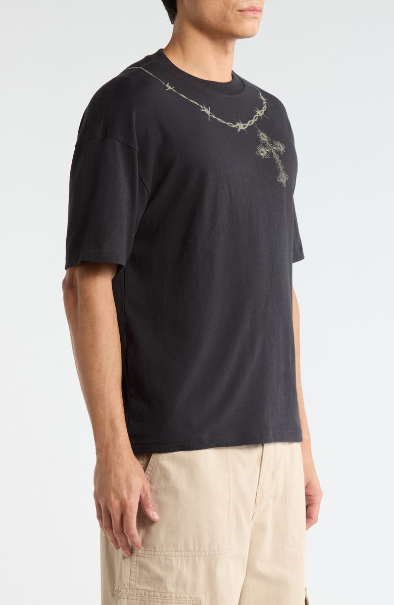 PacSun Barbed Cross Cotton Graphic T-Shirt, Alternate, color, Black