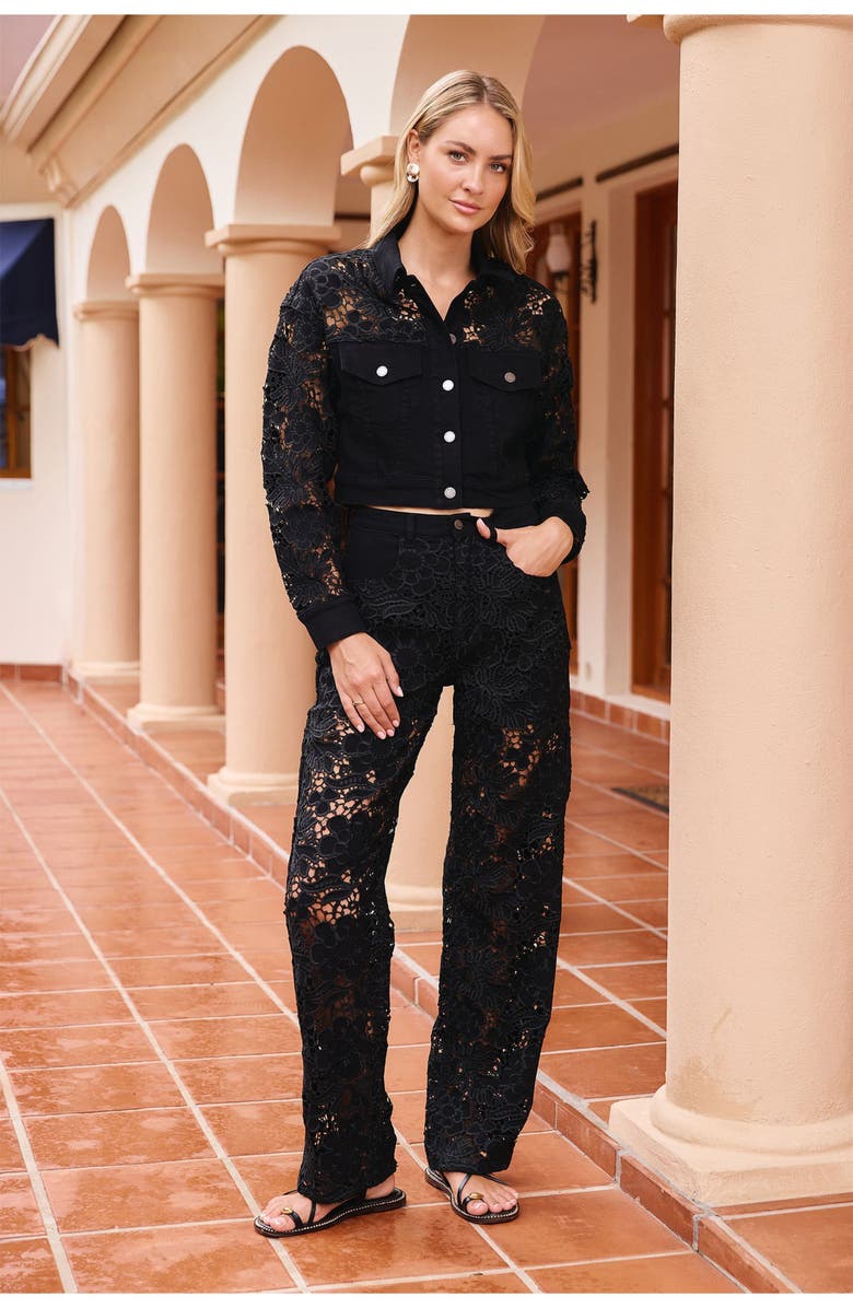 The Noli Shop Celeste Jean Jacket, Alternate, color, Black