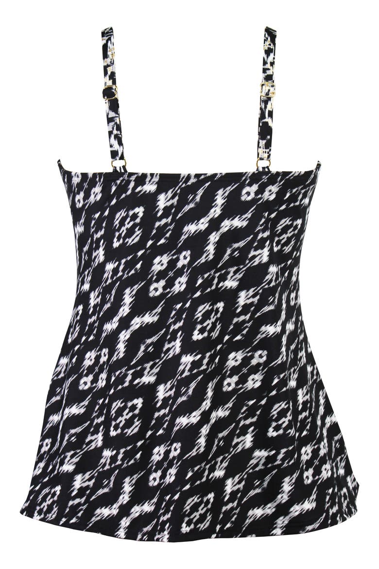 Labyrinth Love Knot Underwire Tankini Swim Top, Alternate, color, BLACK/WHITE
