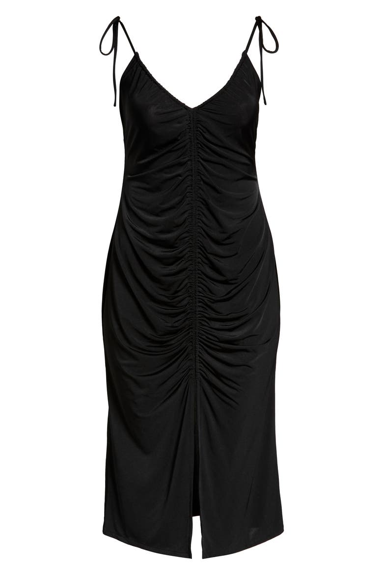 Ruched Slipdress, Alternate, color, BLACK