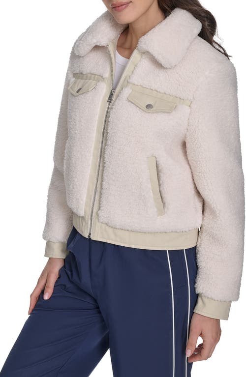 Levi's Fleece & Denim Bomber Jacket In White