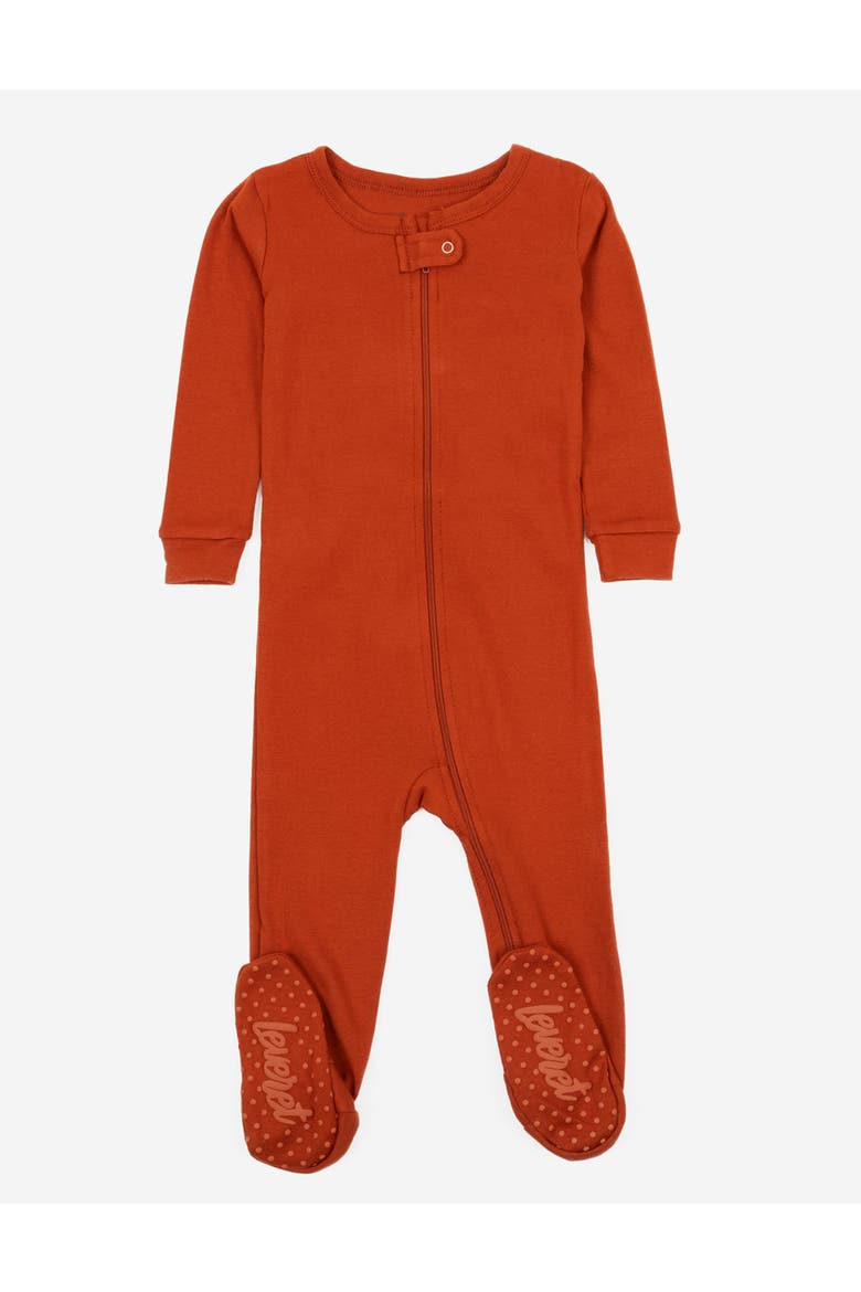 Cotton Footed Pajamas, Solids, Stripes & Tie Dye, Main, color, Rust