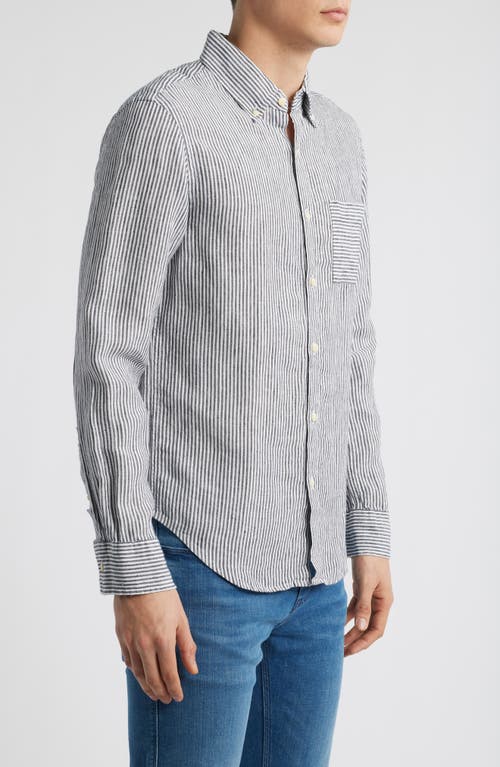 Alex Crane  Playa Linen Button-down Shirt In Lines