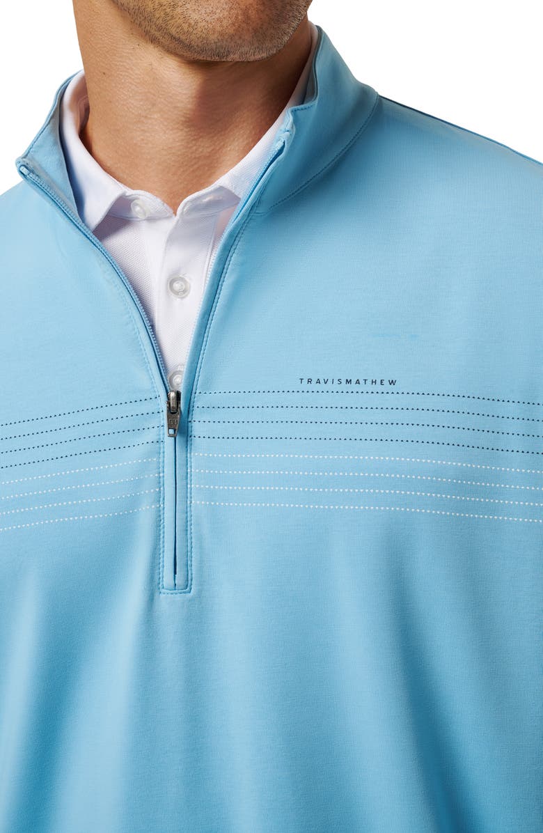 TravisMathew First Class Seat Quarter Zip Pullover, Alternate, color, Air Blue