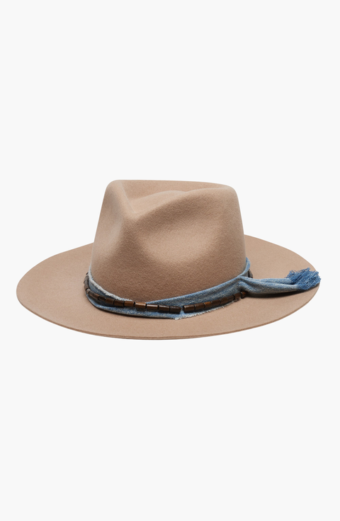 Denim Wrap Beaded Trim Scout Fedora