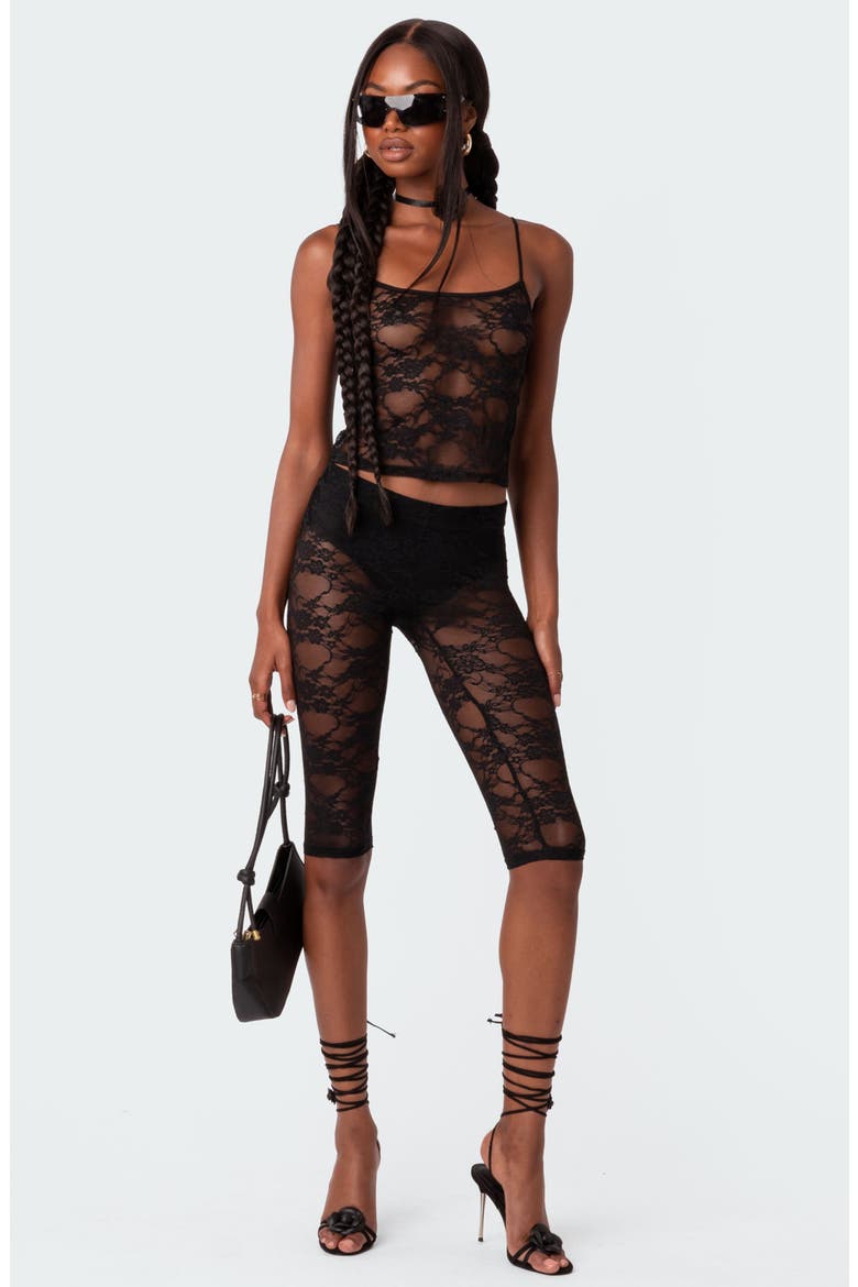 Gianna Sheer Lace Camisole, Alternate, color, BLACK