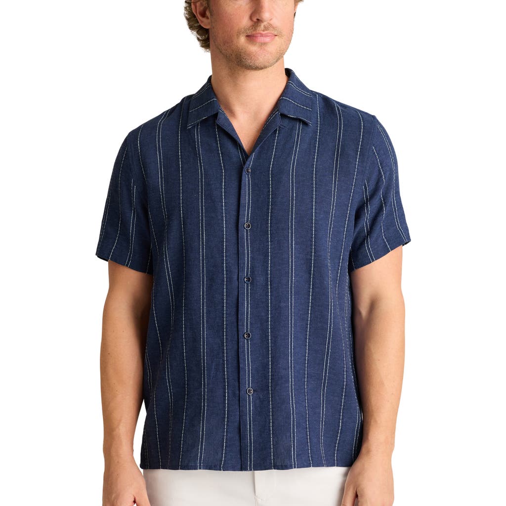 Bonobos Riviera Stripe Linen Blend Camp Shirt In Indy Linen Stripe As Header