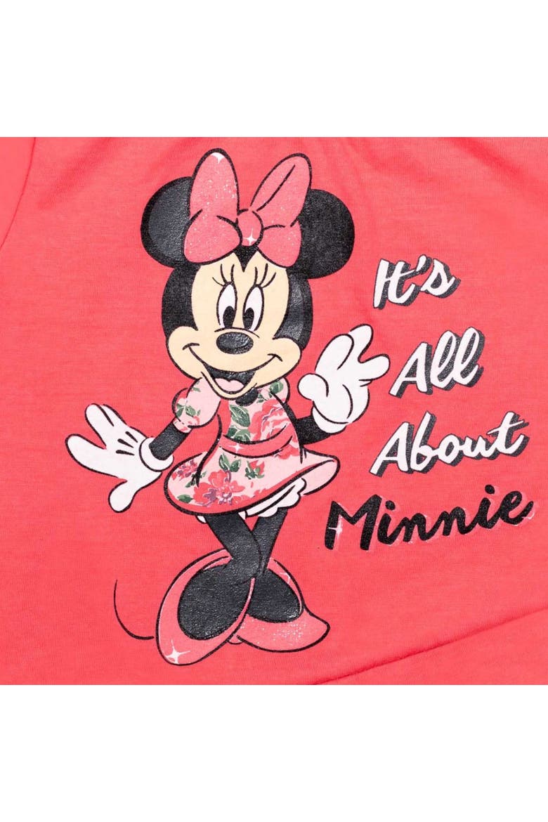 Minnie Mouse T-Shirt and Bike Shorts Set with Scrunchie, Alternate, color, Minnie Pink Floral