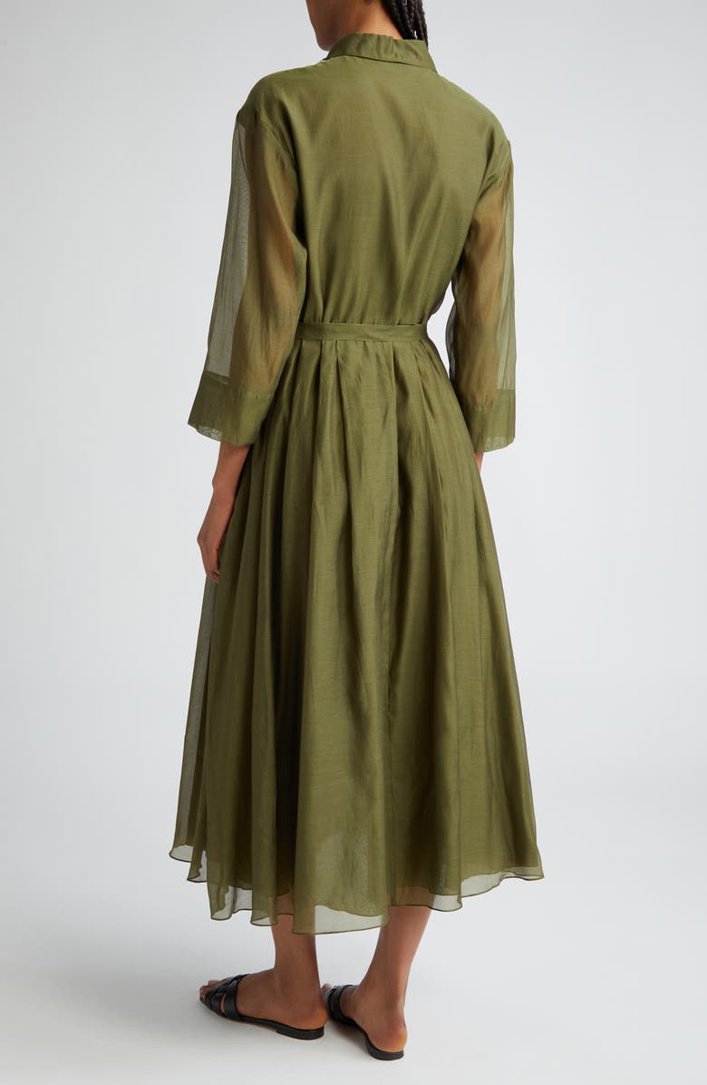 Max Mara Sial Sheer Sleeve Cotton & Silk Voile Shirtdress, Alternate, color, 