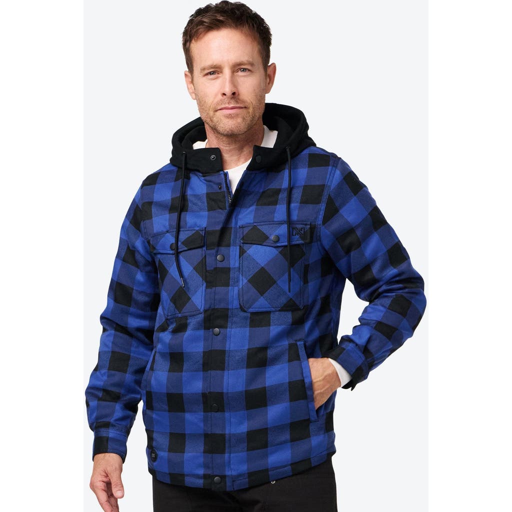 Mobile Warming Flannel Heated Hooded Jacket In Blue