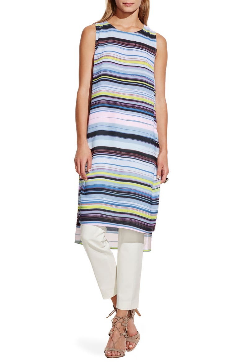 Long High/Low Stripe Tunic, Main, color, ECHO BLUE