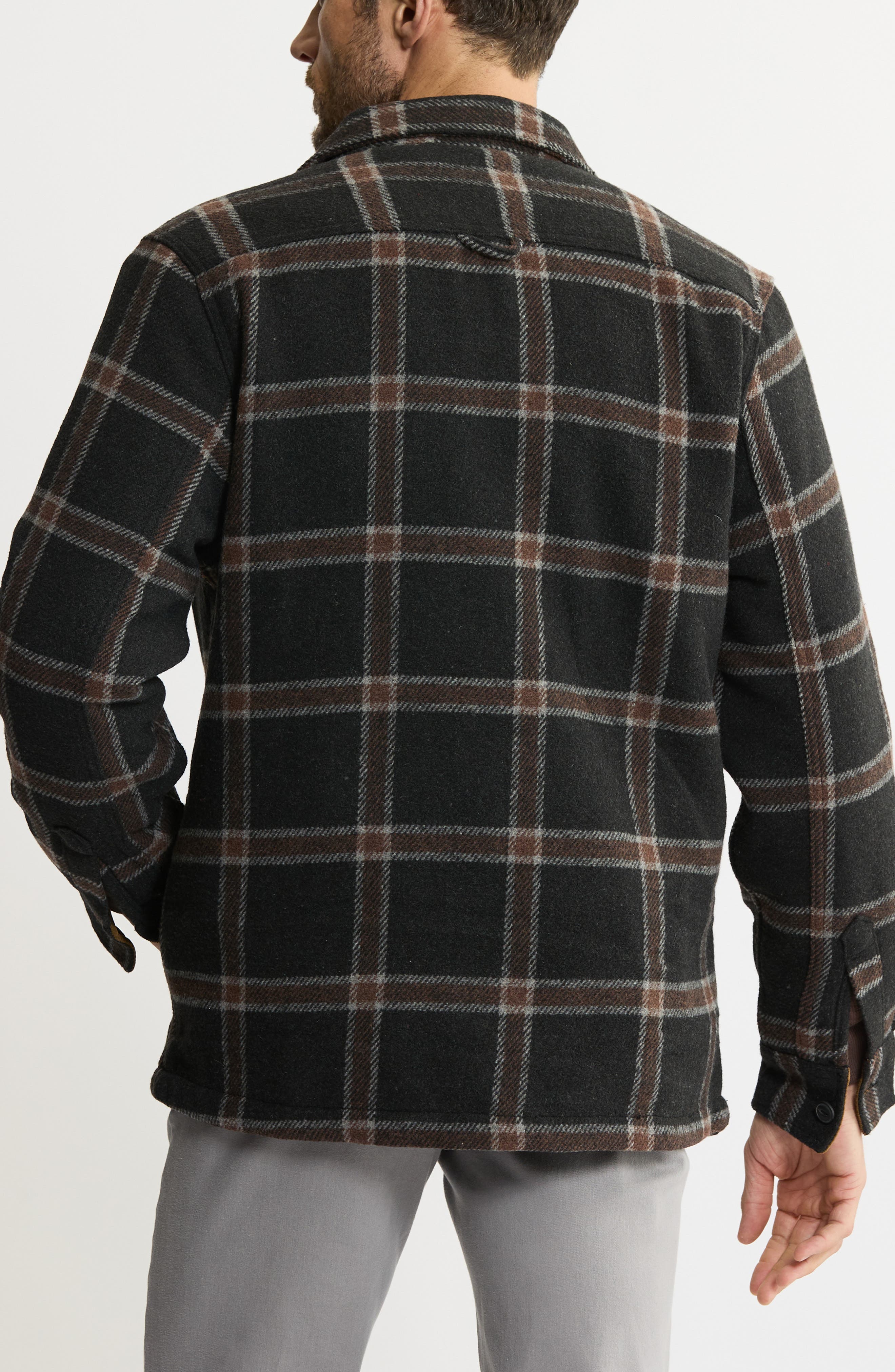 Plaid Shirt Jacket with Faux Fur Lining - image 2