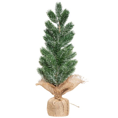 Frosted Pine in Burlap Base Christmas Tree - 17.5" - Unlit