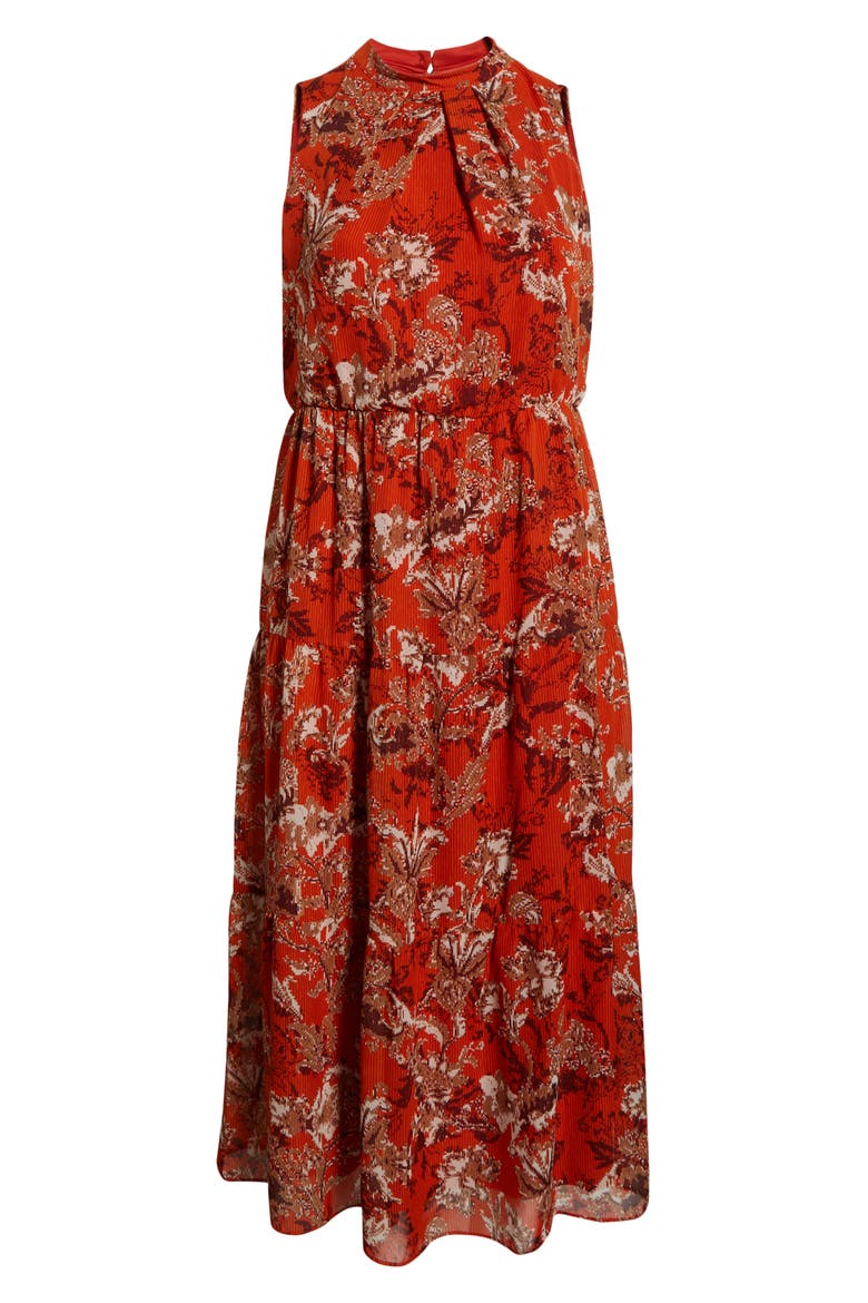 Sleeveless Mock Neck Maxi Dress, Alternate, color, RUST MULTI