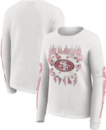 WEAR by Erin Andrews Women's WEAR by Erin Andrews  White San Francisco 49ers Graphic Waffle Long-Sleeve T-Shirt