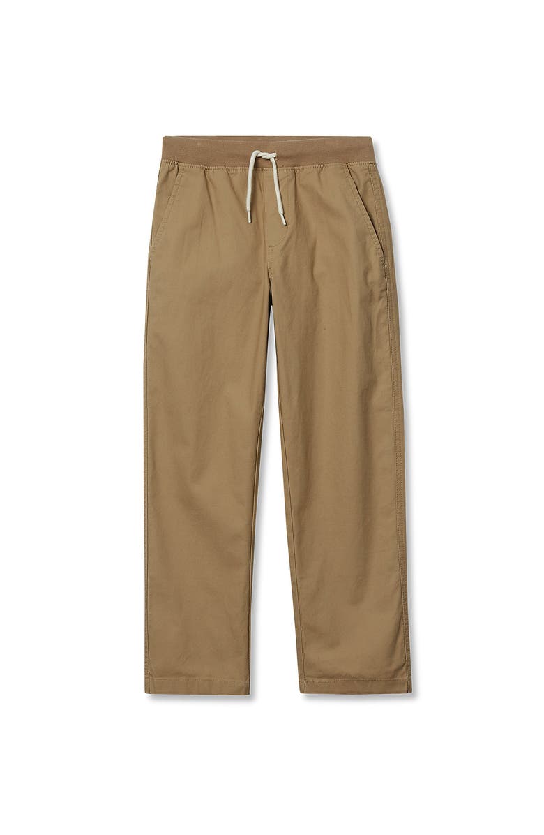 Lands' End Boys Husky Stretch Soft Rib Waist Iron Knee Pull On Pants, Main, color, Dark Khaki