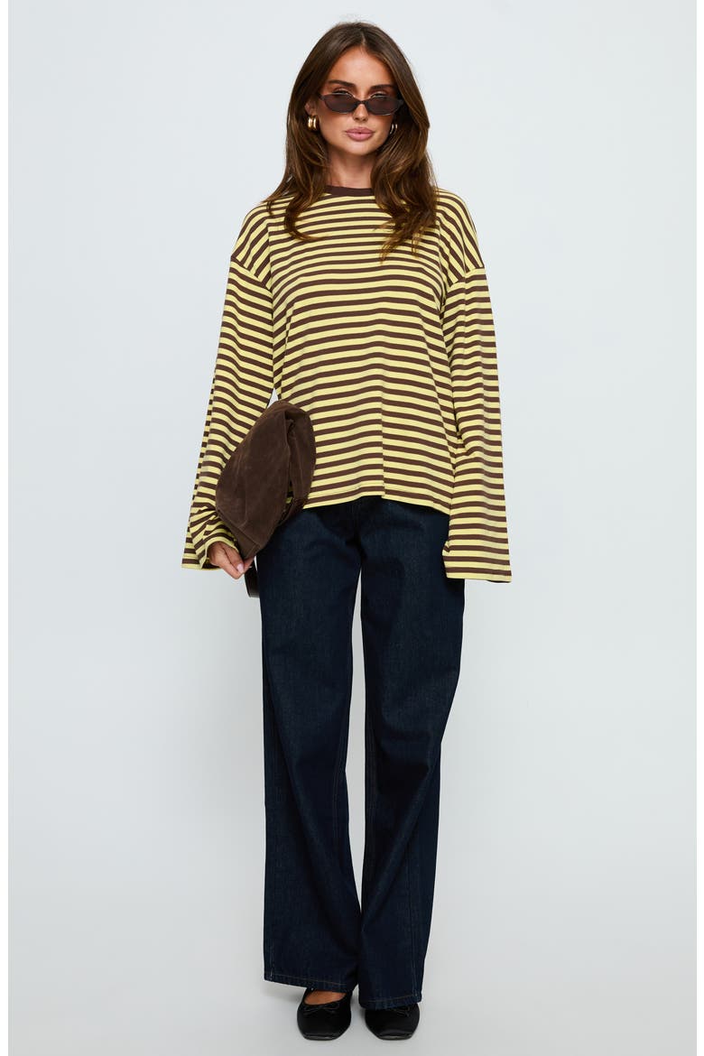 Settle Down Stripe Oversize T-Shirt, Alternate, color, BROWN