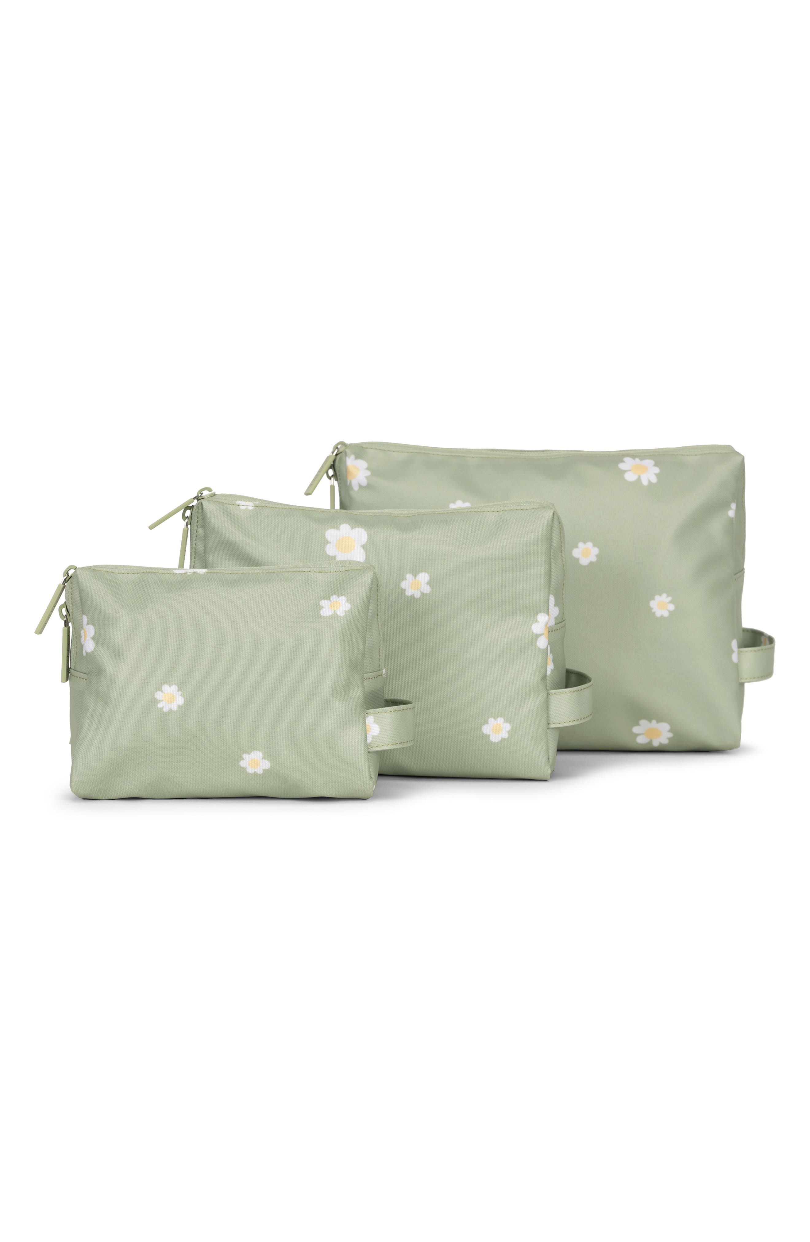 CALPAK 3-Piece Water Resistant Zip Pouch Set in Daisy at Nordstrom