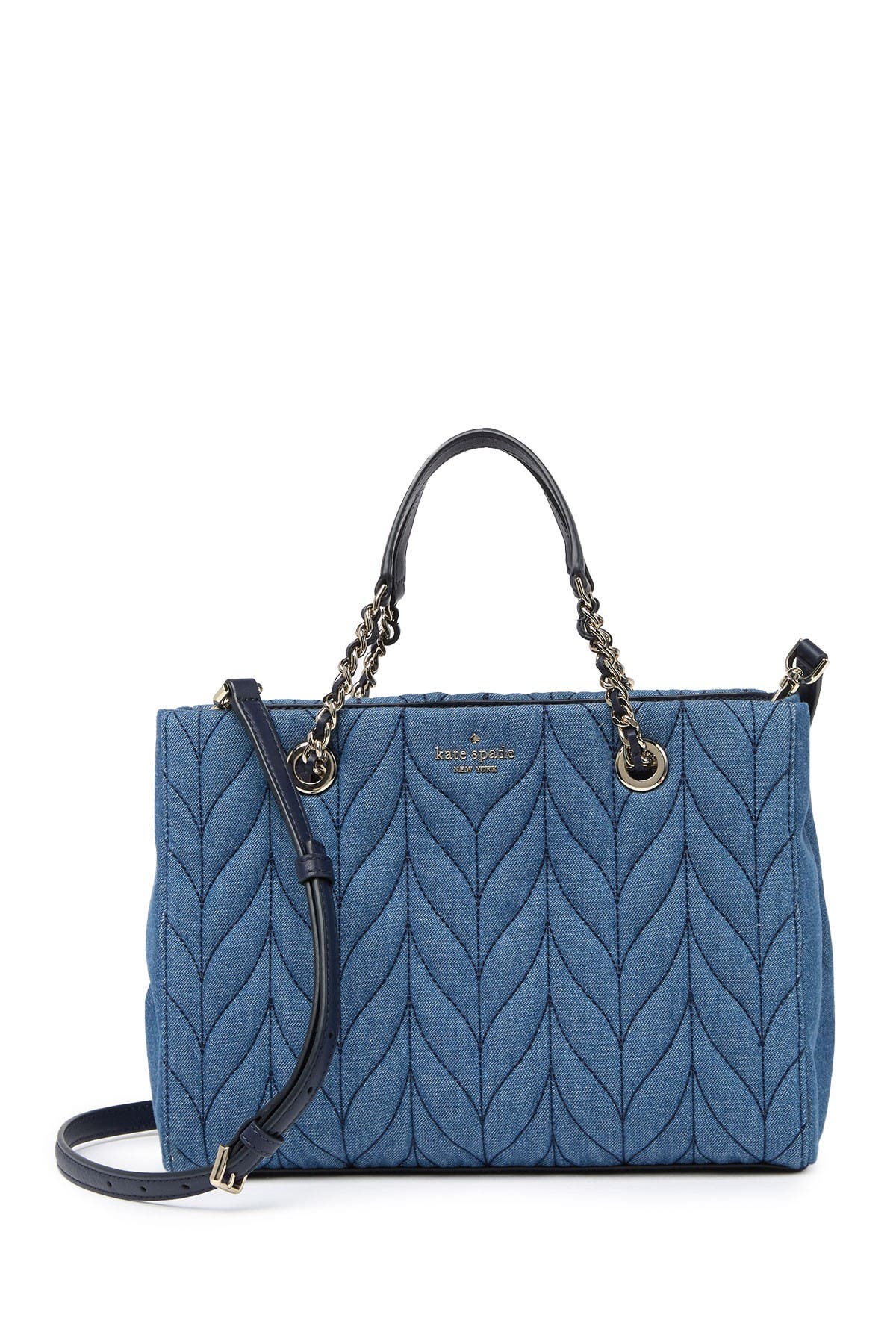 Kate Spade New York briar lane quilted denim meena satchel, Main, color, 