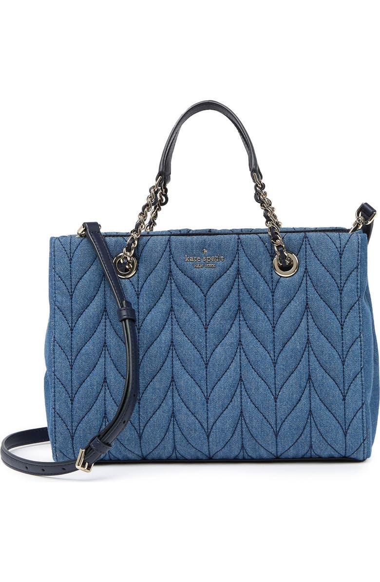 Kate Spade New York briar lane quilted denim meena satchel, Main, color,