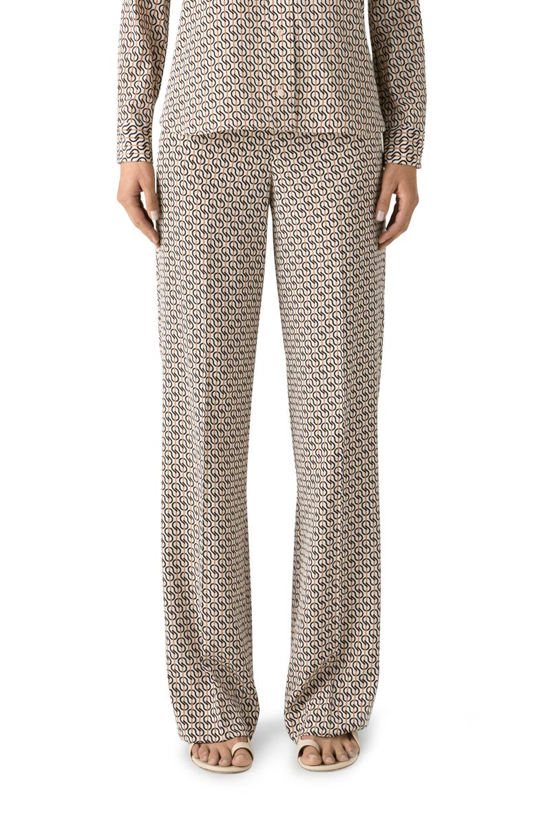 St. John Collection Icon Stripe Silk Crêpe de Chine Pants, Main, color, 