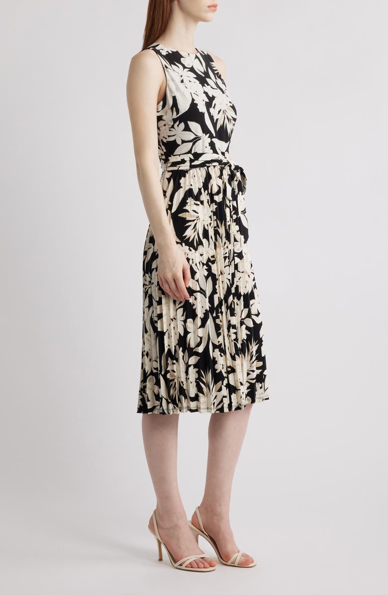 Anne Klein Floral Print Sleeveless Pleat Dress, Alternate, color,