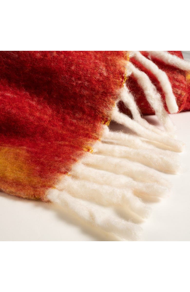 Zsa Zsa Zsu Ropar Fringed Jacquard Acrylic Wool Throw 51X71 In Maximalist, Alternate, color, Red