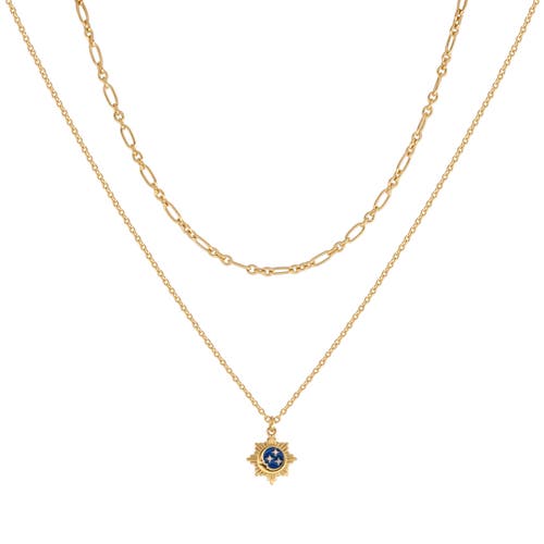 Karma And Luck Reflected Bliss Gold Moon & Stars Double Chain Gold Necklace