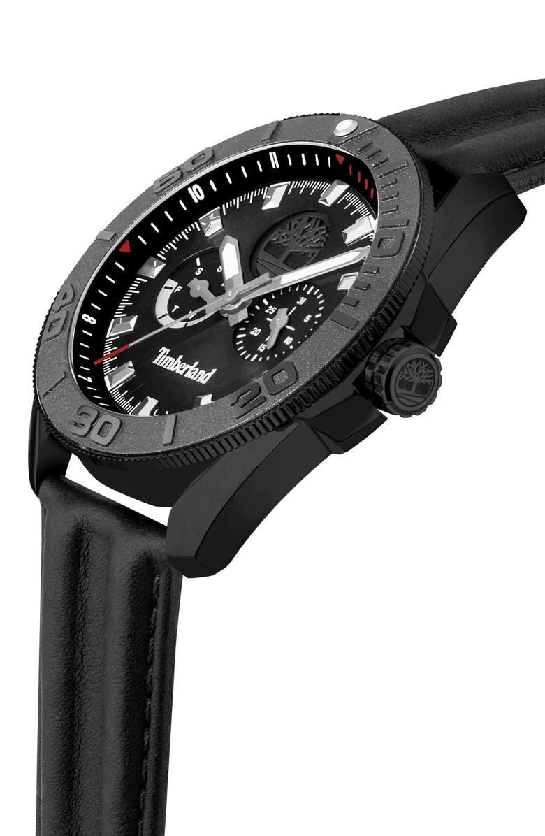 Timberland Fairhill Multifunction Leather Strap Watch, 44mm, Alternate, color,