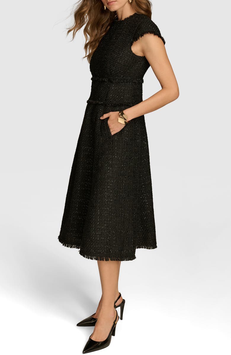 Donna Karan New York Metallic Tweed Midi Dress, Alternate, color, 