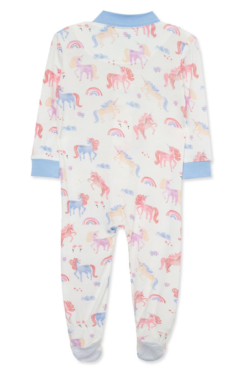 Little Me Unicorn Zip Footie, Alternate, color, 