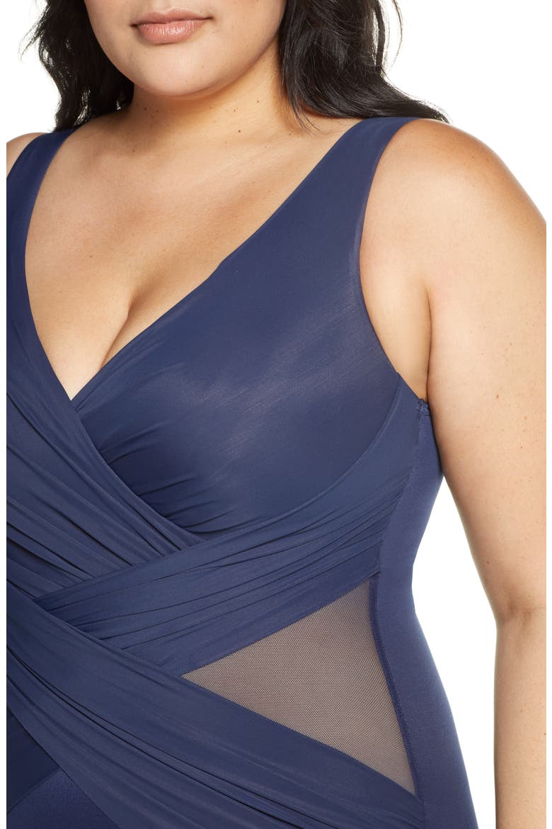 Illusionist Crossover One-Piece Swimsuit, Alternate, color, MIDNIGHT
