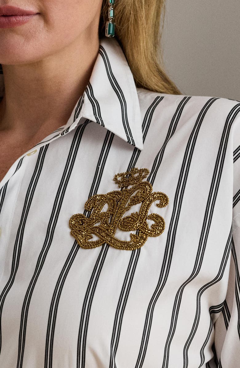 Lauren Ralph Lauren Relaxed Fit Stripe Shirt, Alternate, color, White/Black
