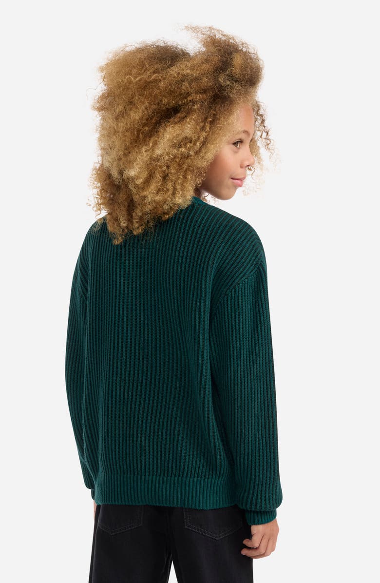 abercrombie kids Kids' Pleated Stitch Cotton Blend Crewneck Sweater, Alternate, color, Forest Biome