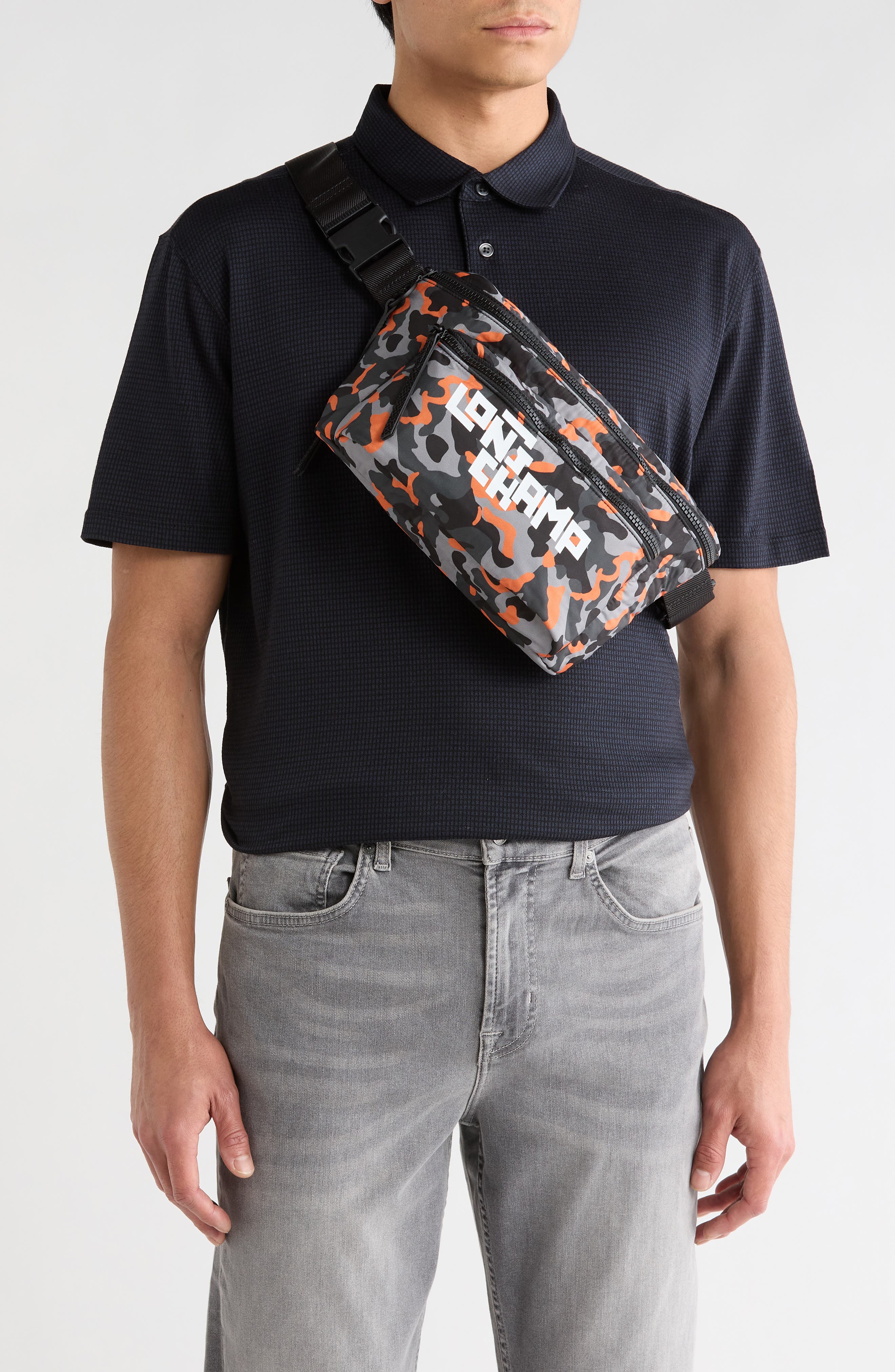 Longchamp Le Pilage Camo Large Belt Bag, Alternate, color, Cement