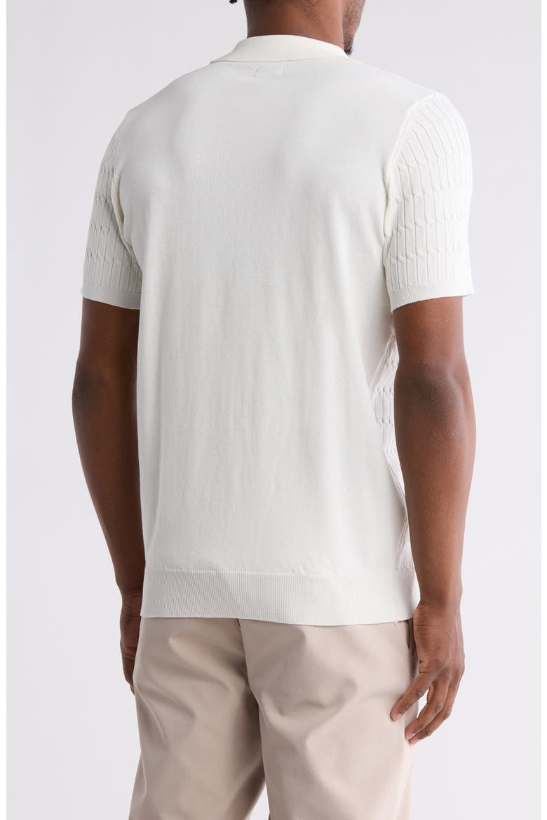 Textured Sweater Knit Zip Polo, Alternate, color, CREAM