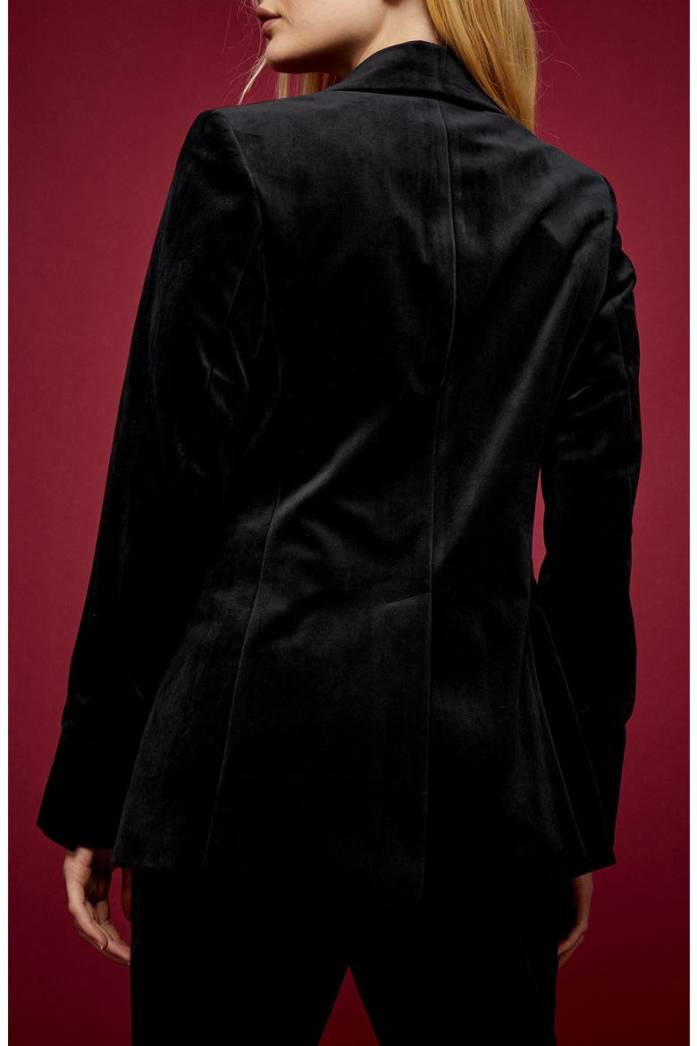 Peaked Lapels Velvet Suit Blazer, Alternate, color, BLACK