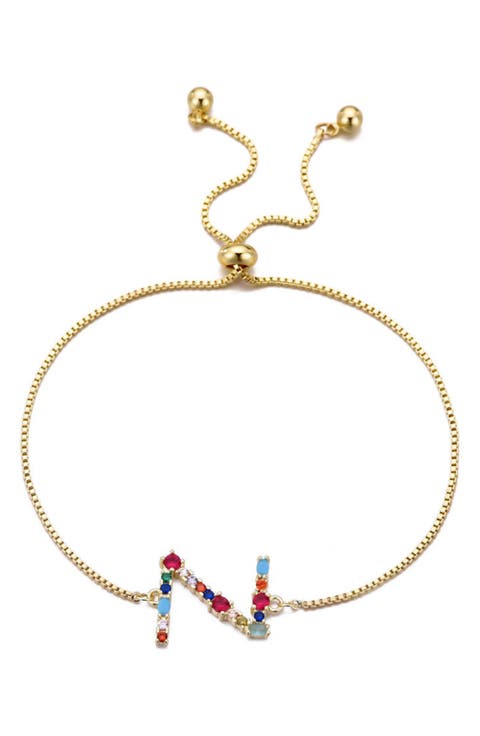 Mixed Crystal Initial Chain Bracelet