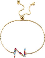 Adornia Mixed Crystal Initial Chain Bracelet