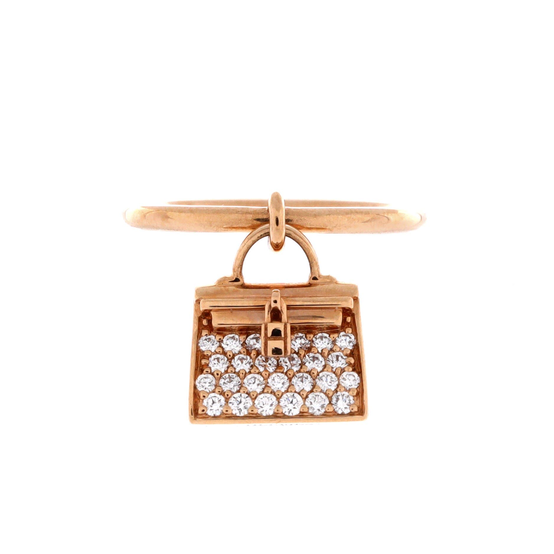 Kelly Amulette Ring 18K Rose Gold with Pave Diamonds, Main, color, Metallic Gold