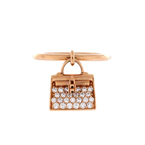 Kelly Amulette Ring 18K Rose Gold with Pave Diamonds