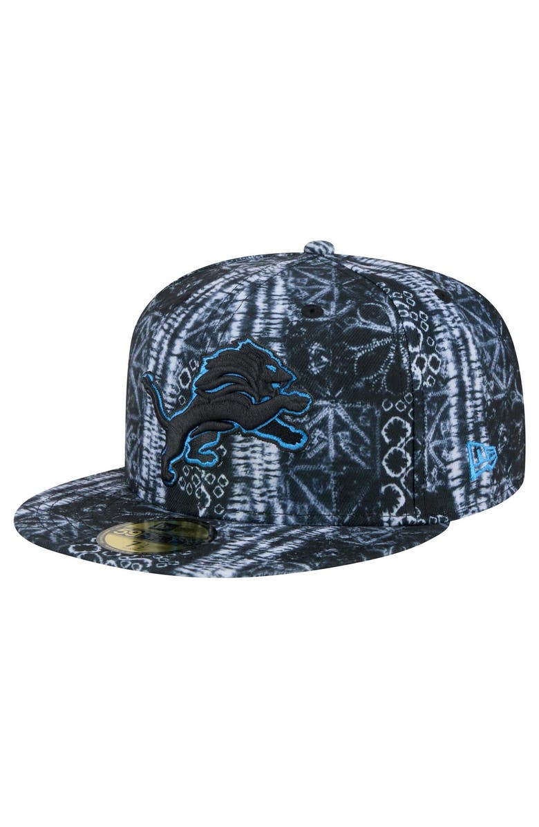 New Era Men's New Era Black Detroit Lions Shibori 59FIFTY Fitted Hat, Alternate, color, 