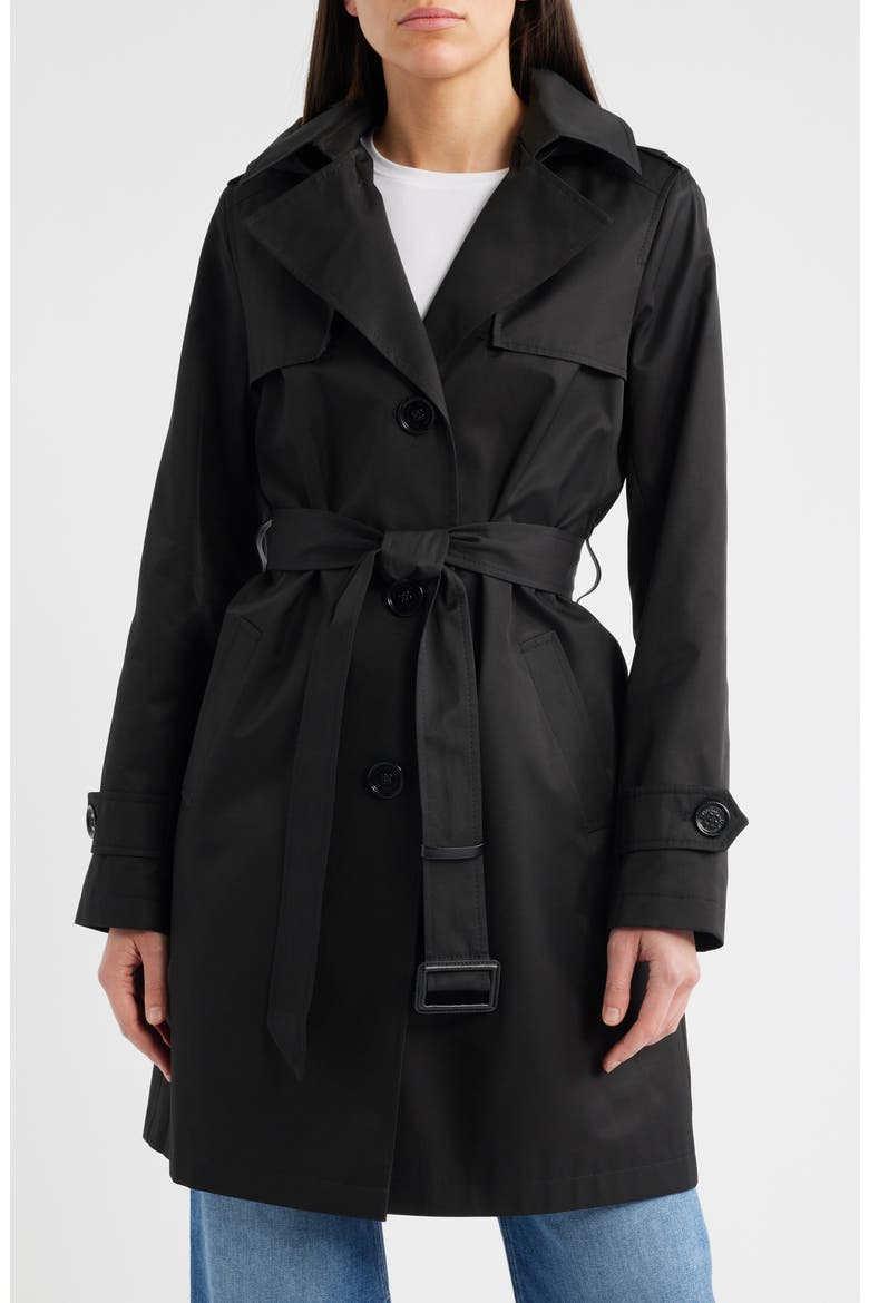 Single Breasted Trench Coat, Main, color, BLACK