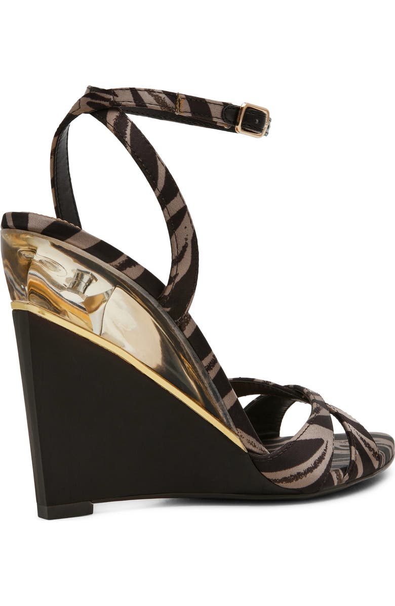 Steve Madden Sorynn Ankle Strap Pointed Toe Wedge Sandal, Alternate, color, Zebra/ Brown
