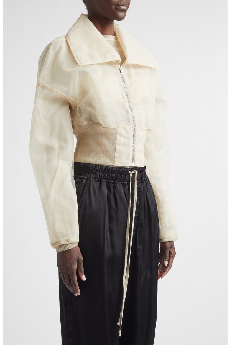 Dracucollar Crop Tulle Bomber Jacket, Alternate, color, SAND