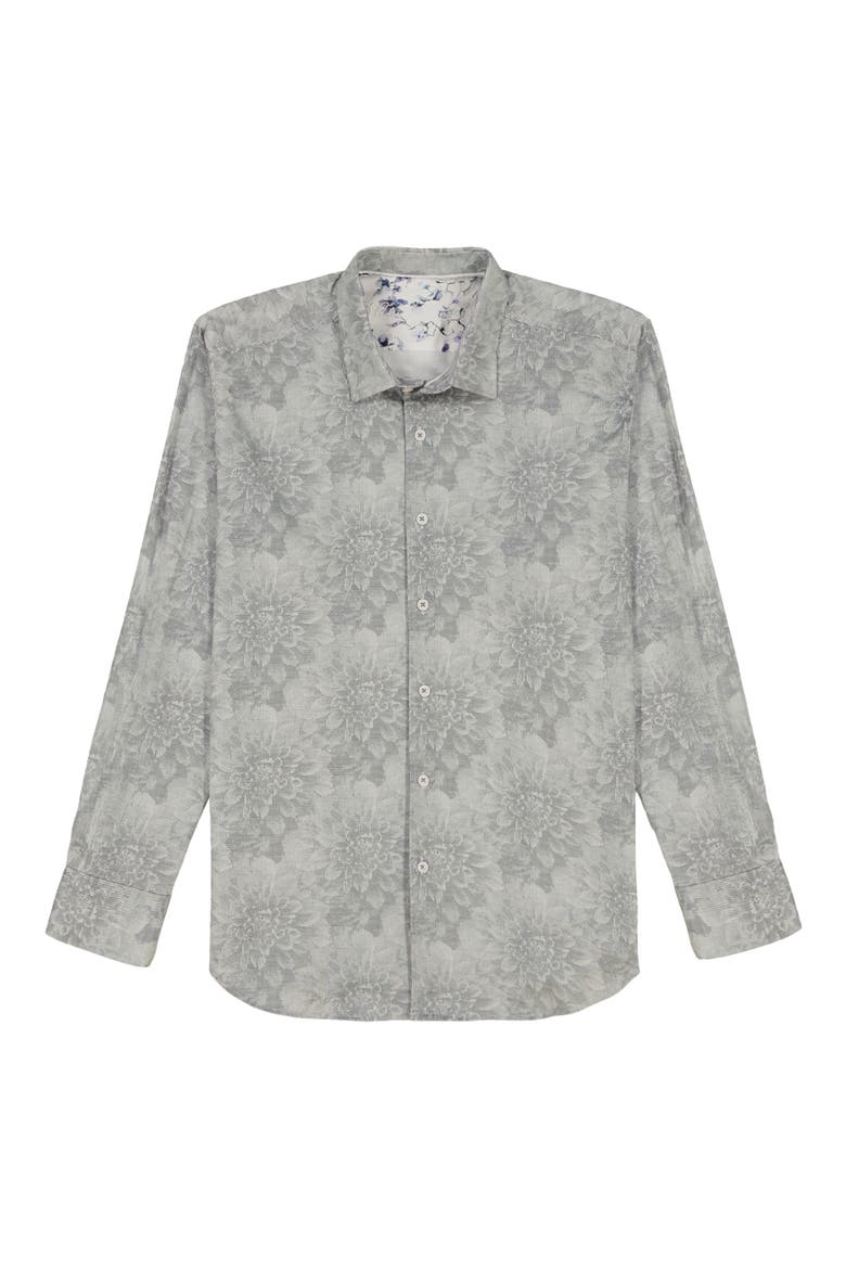 Lexington Floral Stretch Cotton Button-Up Shirt, Alternate, color, WHITE