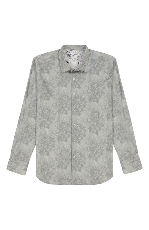 Robert Graham Lexington Floral Stretch Cotton Button-up Shirt In Gray
